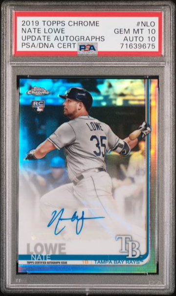 2019 TOPPS CHROME UPDATE NATE LOWE ROOKIE REFRACTOR AUTO PSA 10 GEM MINT