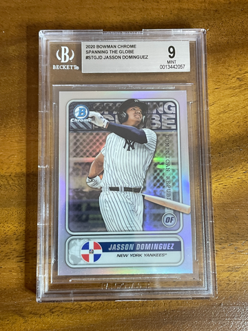 2020 BOWMAN CHROME JASSON DOMINGUEZ ROOKIE SPANNING THE GLOBE #STGJD BGS 9 MINT