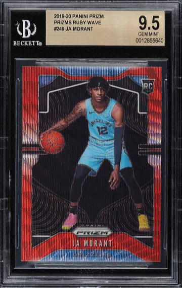 2019 PANINI PRIZM RUBY WAVE PRIZMS JA MORANT ROOKIE #249 BGS 9.5 GEM MINT