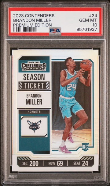 2023 PANINI CONTENDERS BRANDON MILLER SEASON TICKET PREMIUM EDITION HOLO #24 PSA 10 GEM MINT