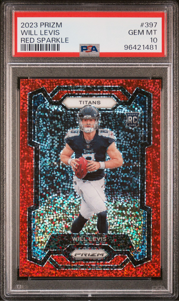 2023 PANINI PRIZM WILL LEVIS #397 ROOKIE RED SPARKLE SP PSA 10