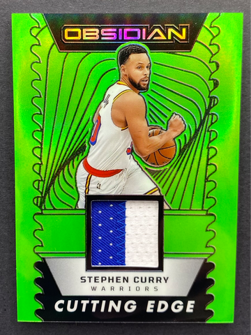 2024-24 Panini Obsidian Stephen Curry Etch Green Cutting Edge Game-Worn 2-Color Patch /25