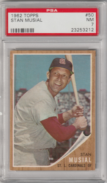 1962 Topps #50 Hall of Famer Stan Musial PSA 7 (Near Mint)