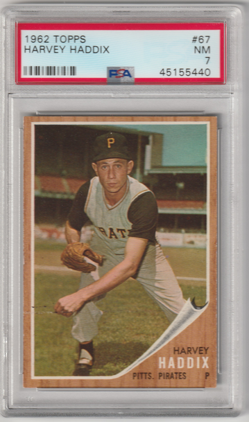 1962 Topps #67 Harvey Haddix, PSA 7 (Near Mint)
