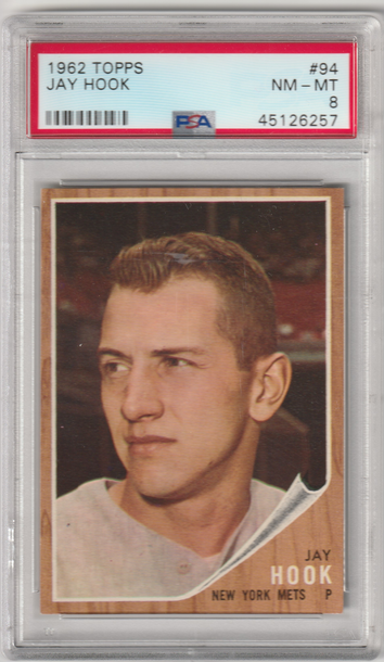 1962 Topps #94, Jay Hook PSA 8 (Near Mint-Mint)
