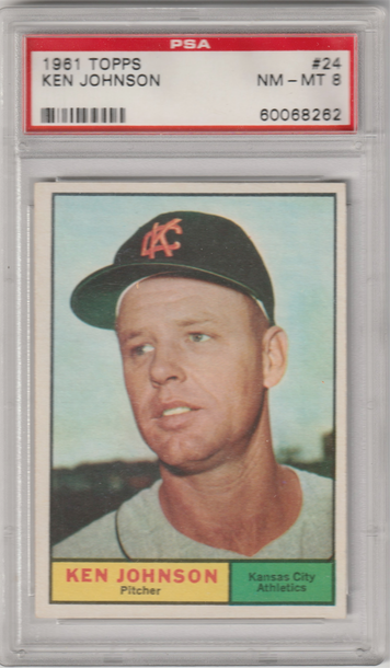 1961 Topps #24 Ken Johnson PSA 8 (Near Mint - Mint)