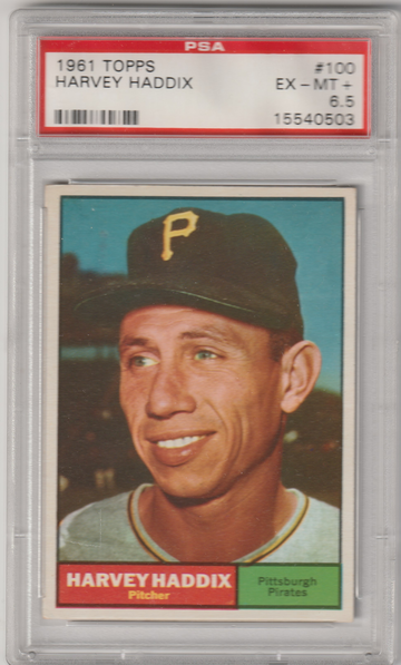 1961 Topps #100 Harvey Haddix PSA 6.5 (Excellent - Mint Plus)