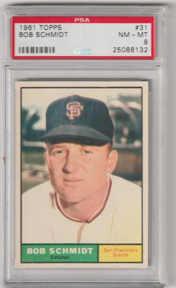 1961 Topps #31 Bob Schmidt PSA 8 (Near Mint - Mint)