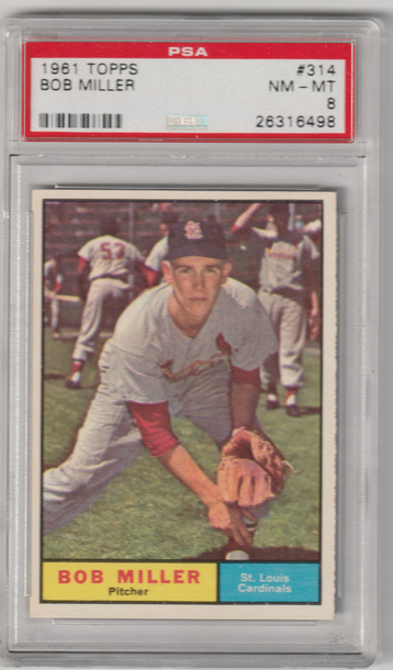 1961 Topps #314 Bob Miller PSA 8 (Near Mint-Mint)