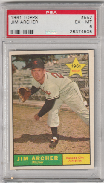 1961 Topps #552 Jim Archer PSA 6 (Excellent - Mint)