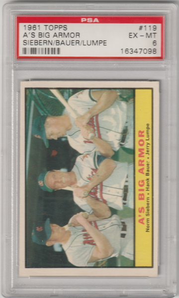 1961 Topps #119 A's Big Armor PSA 6 (Excellent-Mint)