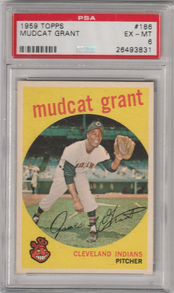 1959 Topps #186, Mudcat Grant PSA 6 (Excellent-Mint)