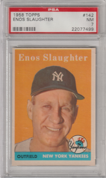 1958 Topps #142 Hall of Famer Enos Slaughter PSA 7 (Near Mint)