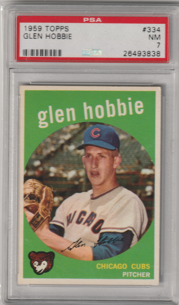 1959 Topps #334 Glen Hobbie, PSA 7 (Near Mint)