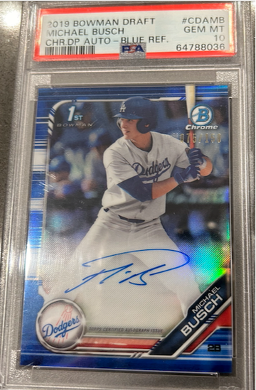 2019 Bowman Draft Michael Busch Blue Refractor auto PSA 10 