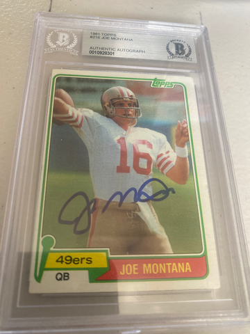 Joe Montana 1981 topps rookie autograph Beckett COA