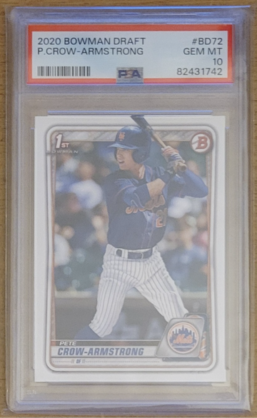 2020 Bowman Draft Pete Crow-Armstrong #BD72 PSA Gem MT 10