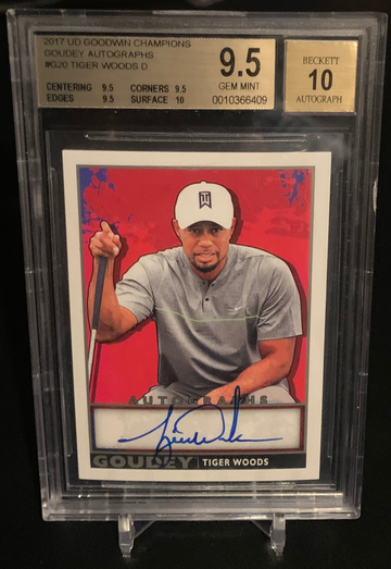 2017 Upper Deck Goodwin Champions Tiger Woods On Card Autograph BGS 9.5 Gem Mint True Gem+! Goudey Autographs SSP