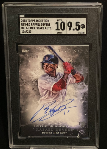 2018 Topps Inception Rafael Devers /230 Rookie Auto SGC 9.5 Mint+ On Card Auto Red Sox