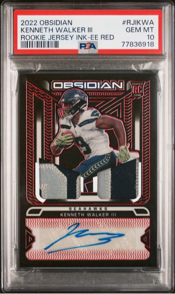 2022 Kenneth Walker Panini Obsidian Rookie Auto Etch Red #/10 RPA Ink PSA 10