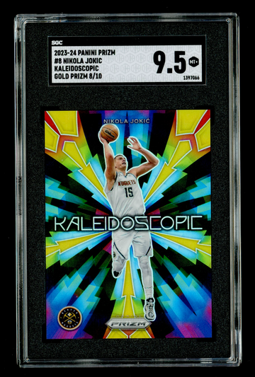 2023-24 Panini Prizm Nikola Jokic Kaleidoscopic Gold Prizm /10 SGC 9.5