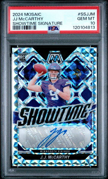2024 Panini Mosaic Showtimes JJ McCarthy Rookie Auto RC PSA 10