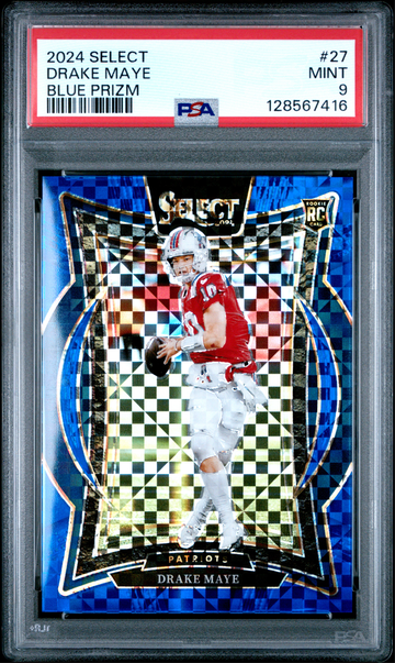 2024 Panini Select Drake Maye Blue Prizm RC Rookie PSA 9