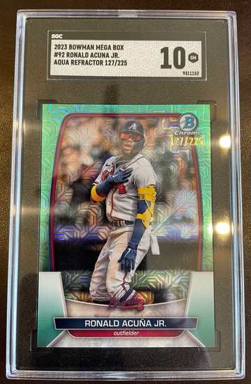 2023 Bowman Mega Box Ronald Acuna Jr. Aqua Chrome Mojo Refractor /225 Pop 4 Acuña