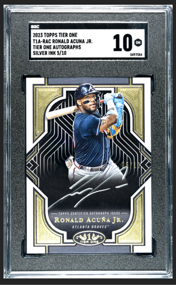 2023 Topps Tier One Ronald Acuna Jr - Tier One Autographs Silver Ink 5/10 Pop 1 (Acuña)