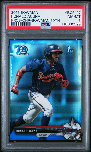 2017 Bowman Chrome Ronald Acuna Blue Refractor 70th 