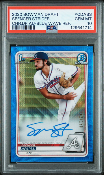 2020 Bowman Chrome Draft Spencer Strider Blue Auto /150