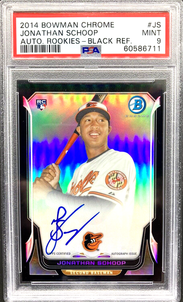 2014 Bowman Chrome Jonathan Schoop Black Refractor On-Card Auto RC #23/35 *PSA 9
