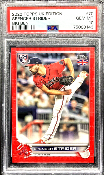 2022 Topps UK Edition Spencer Strider Big Ben Red RC #/99 * PSA 10 GEM * Pop 2!