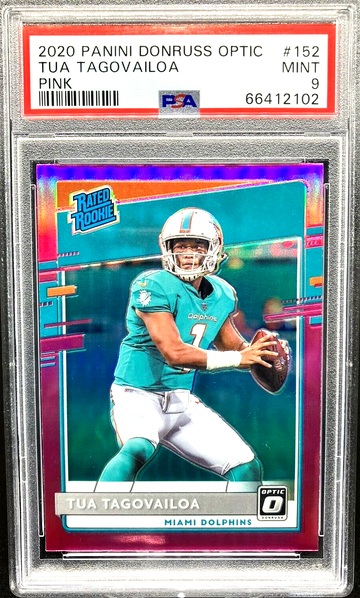 2020 Panini Donruss Optic #152 Tua Tagovailoa Pink Prizm Rated Rookie RC *PSA 9*