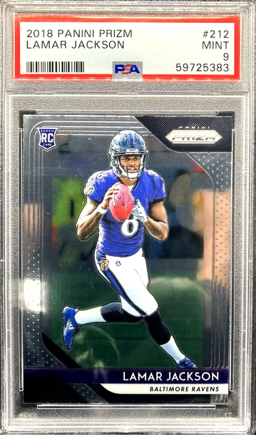 2018 Panini Prizm Lamar Jackson RC #212 * PSA 9 MINT * Ravens MVP QB