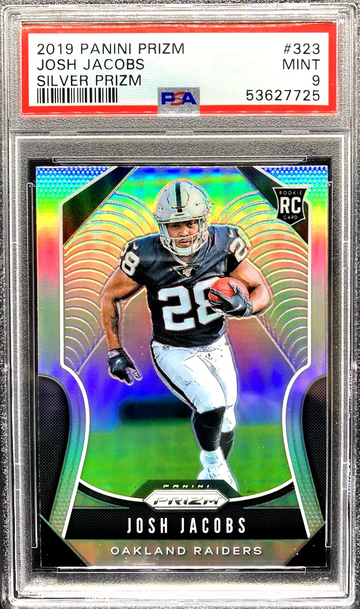 2019 Panini Prizm #323 Josh Jacobs Silver RC * PSA 9 MINT * Raiders Pro-Bowl RB