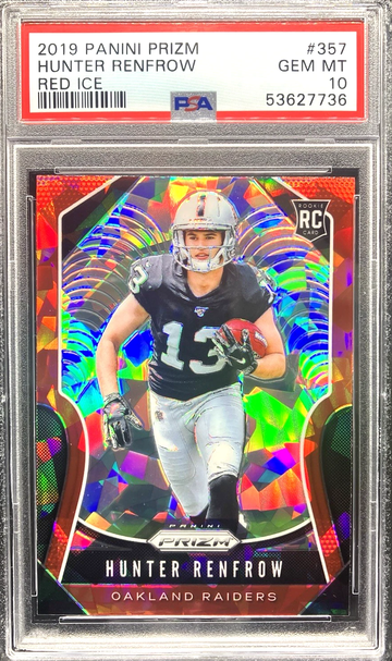 2019 Panini Prizm Hunter Renfrow Red Ice RC #357 * PSA 10 GEM MT * Rookie Card