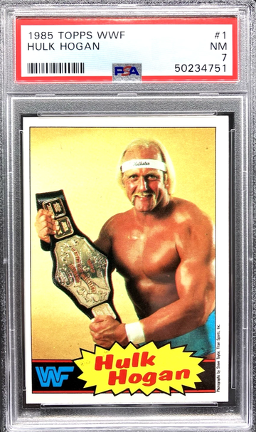 1985 Topps WWF Hulk Hogan #1 Rookie WWE HOF Gold Background *PSA 7 NEAR MINT* RC
