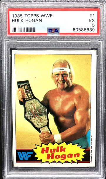Share 1985 Topps WWF Hulk Hogan #1 Rookie WWE HOF Gold Background *PSA 5 Excellent* RC