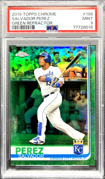 2019 Topps Chrome Salvador Perez Green Refractor #50/99 * PSA 9 MINT * Royals