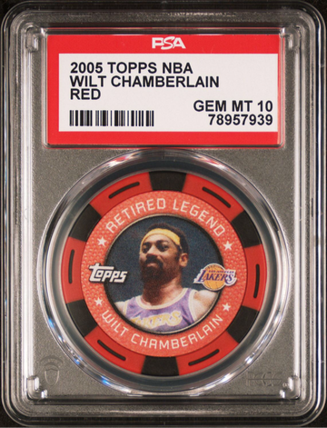 2005 Topps NBA Poker Chip Wilt Chamberlain Red PSA 10 Gem Mint
