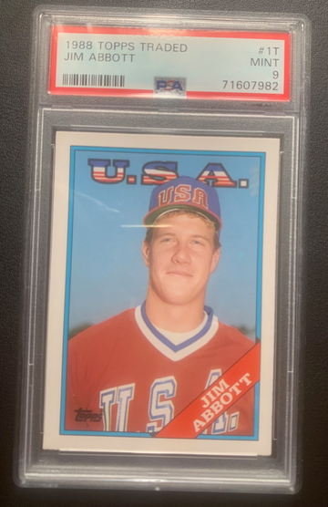 1988 Topps Traded #1 Jim Abbott Rookie PSA MINT 9
