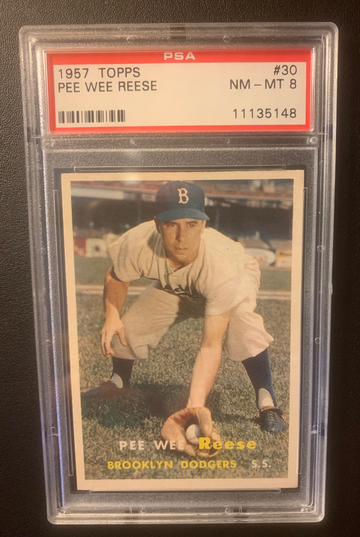 1957 Topps Pee Wee Reese PSA 8 NM-MT HOF #30