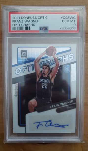 2021-22 Optic Opti Graphs AUTO #/99 Franz Wagner RC PSA 10
