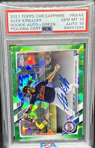 2021 TOPPS CHROME SAPPHIRE EDITION ALEX KIRILLOFF ROOKIE AUTO GREEN 10/50 PSA 10 AUTO 10!!