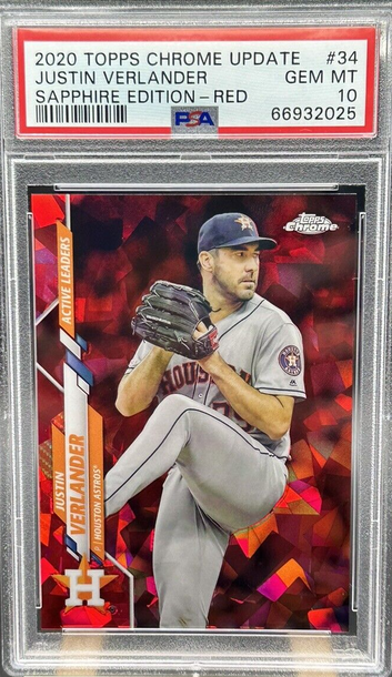 2020 TOPPS CHROME UPDATE SAPPHIRE EDITION JUSTIN VERLANDER RED 3/5 PSA 10!!