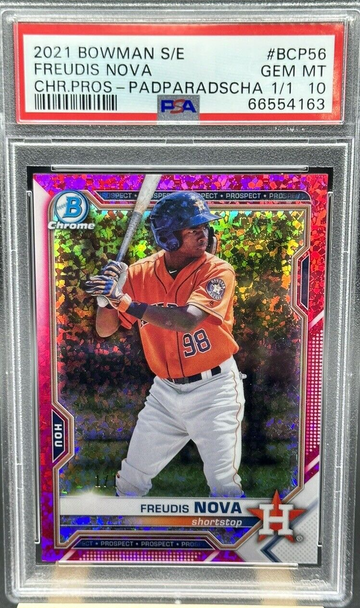 2021 BOWMAN CHROME PROSPECTS SAPPHIRE FREUDIS NOVA PADPARADSCHA 1/1 PSA 10!!
