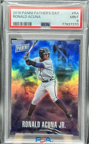 2018 PANINI FATHER'S DAY RONALD ACUNA JR ROOKIE JERSEY # 13/399 PSA 9!!