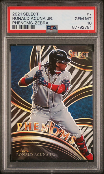 2021 PANINI SELECT RONALD ACUNA JR. PHENOMS - ZEBRA PSA 10 POP 1!!