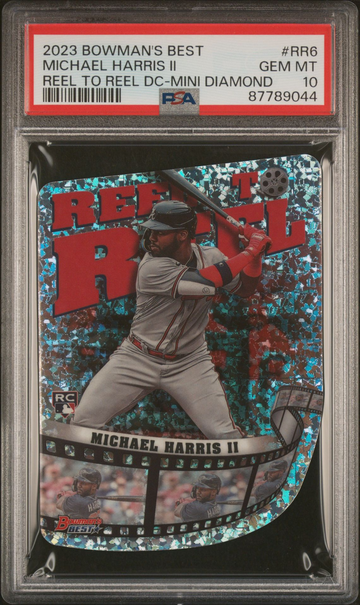 2023 BOWMAN'S BEST #RR6 MICHAEL HARRIS II REEL TO REEL DIE CUT MINI DIAMOND RC PSA 10!